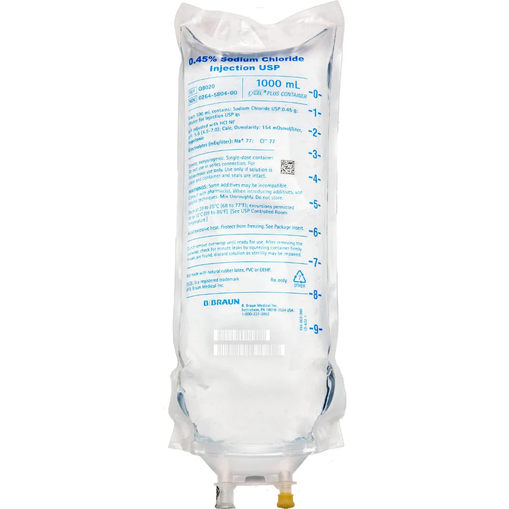 B. Braun EXCEL® Plus 0.45% Sodium Chloride Injection, 1000mL, USP, PF 