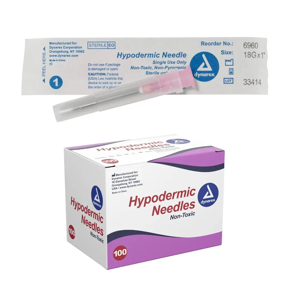 Dynarex Hypodermic Needle, 20G x 1", Non-Toxic