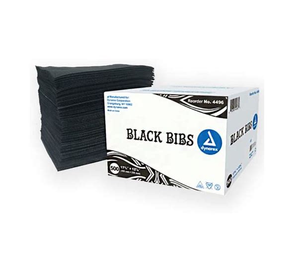 Dynarex Bibs, Black, 17 3/4" x 12 7/8"