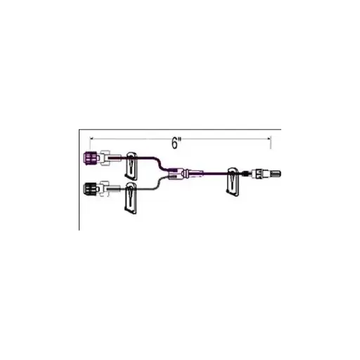 [2342814] ICU 6" (15 cm) Appx 0.41 ml, Smallbore Bifuse Ext Set w/3 Clamps, Rotating Luer