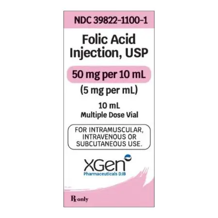 [1294301] Folic Acid 5 mg / mL Injection, 10mL Unit Dose Vial