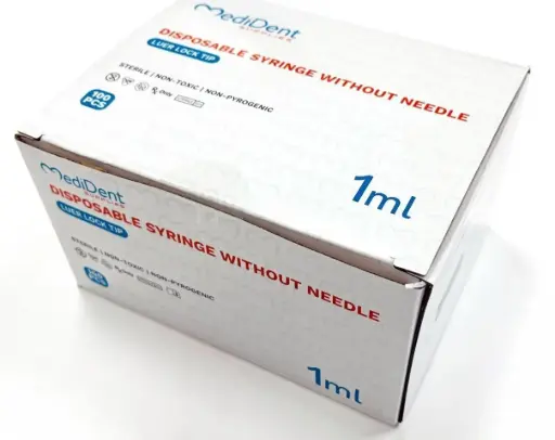 [3163301] MediDent Luer Lock Syringe, 1mL, Needle-Free