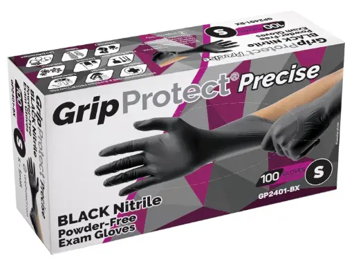 GripProtect® Precise Nitrile Exam Gloves, Black, Powder-Free