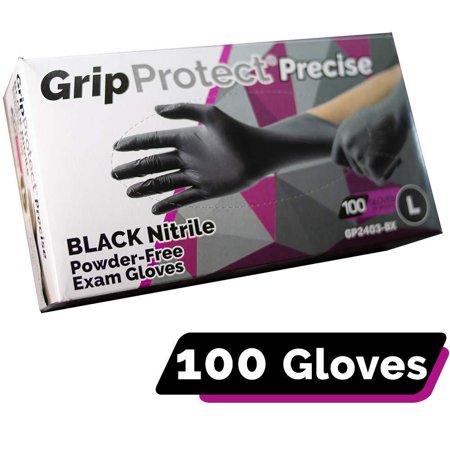 GripProtect® Precise Nitrile Exam Gloves, Black, Powder-Free