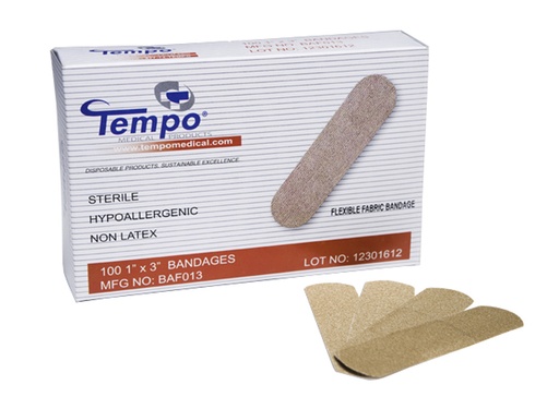[TEM - BAF013] Tempo Adhesive Bandages, 1" x 3"