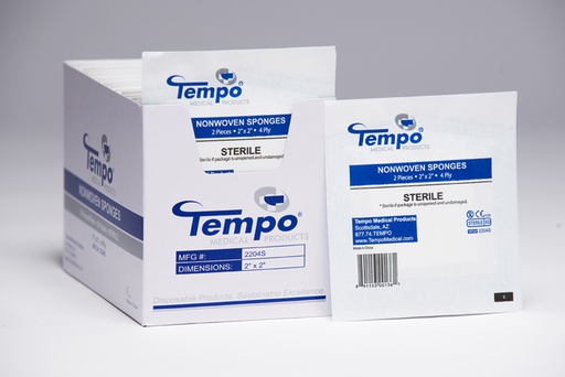 [TEM - 2204S] Tempo Gauze - Sterile 2" x 2", 2 per pack